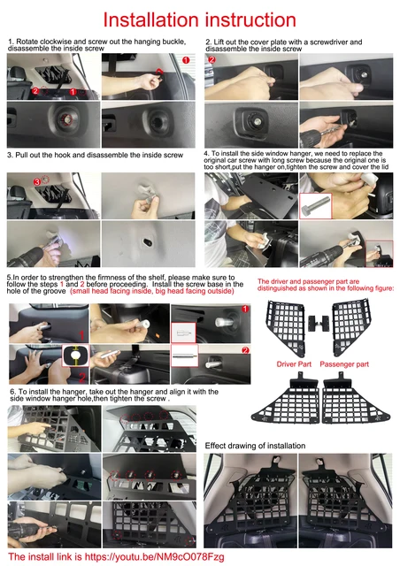 Panneau de rangement de coffre arrière de voiture, étagère de fenêtre  latérale, débris T1, panneau Molle, adapté pour Toyota 4Runner 2010-2023 -  AliExpress