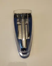 Maquinilla de afeitar con mango de acero y Metal para hombre, afeitadora de seguridad con doble filo, con paquete de viaje, 1 hoja