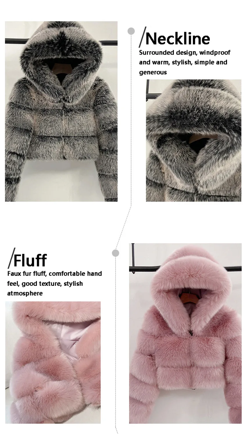 High-Quality Faux Fur Jackets And Women's Jackets, Short, Fluffy Jackets, Hooded Jackets, Winter Fur Jackets petite long puffer coat