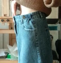 Luck A-Falda vaquera larga Retro Para niña y mujer, falda larga de cintura alta con botones y bolsillos, Vaqueros rectos de talla grande