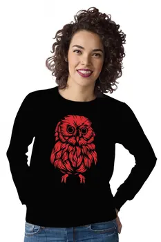 

Angemiel Wear Red Cute Owl Women Black Sweatshirt