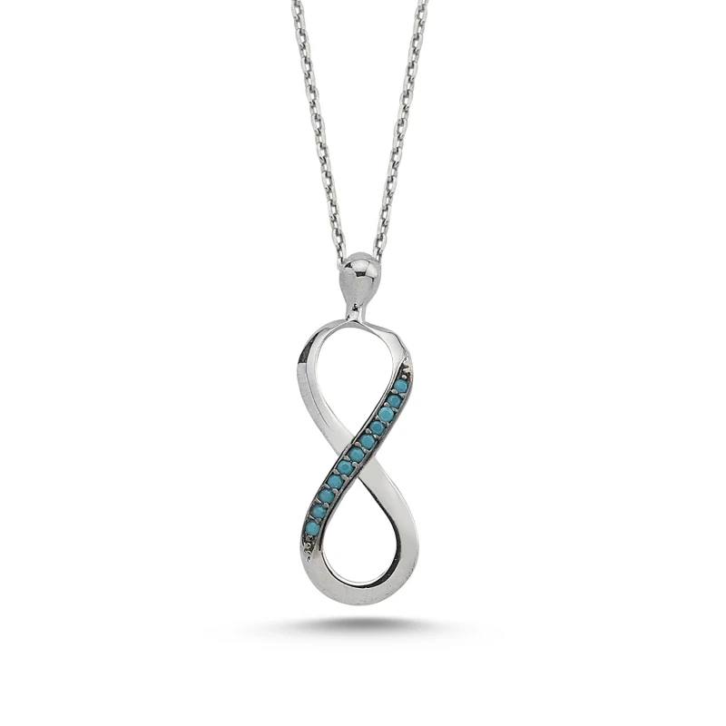 

Silver 925 Sterling Nano Turquoise Cubic Zirconia Infinity Necklace
