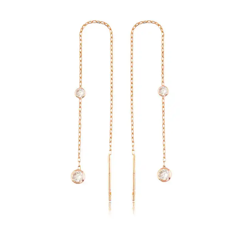

Silver Chain White Stone Earrings