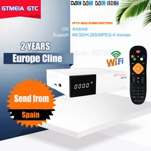 Gtmedia GTC спутниковый ТВ приемник встроенный wifi включает 2 года Европы Cline Поддержка DVB S2 DVB T2 Европа cline Android tv Box