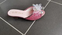 Disney-zapatos de Elsa para niñas, sandalias de cuero con dibujos animados, de princesa de Frozen, de reina de la nieve