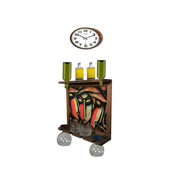 

Wall Clock Wall Art Picture Wooden Wine Rack Bottle Organizer Holders Beer Whiskey Bottle Bar Home Party Kitchen Salon Accessory