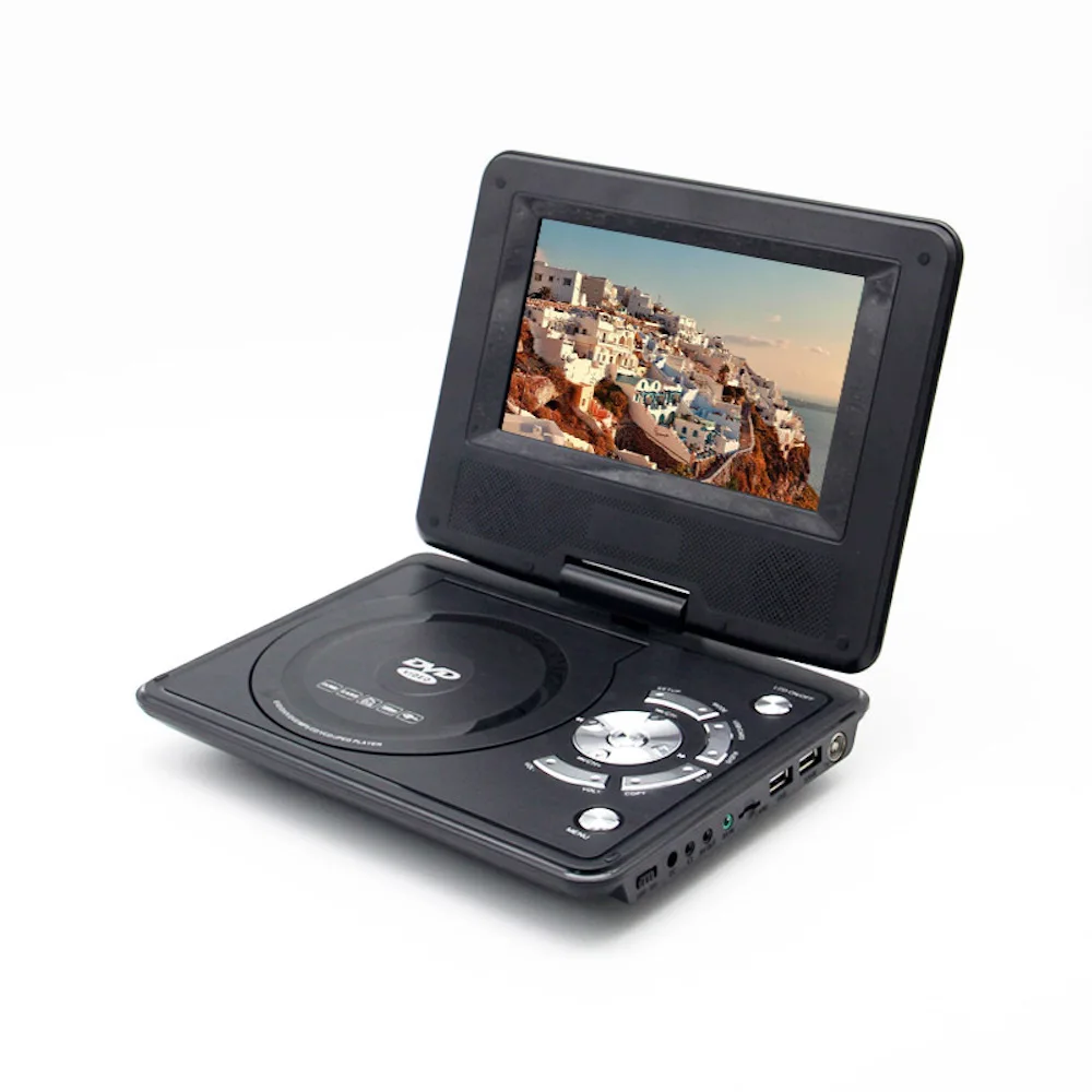  Portable dvd player with tv tuner DVB-T2 swivel screen record player TV for home car charger Eplutu