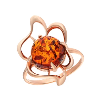 

Silver ring with amber sunlight sample 925