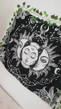 Tapiz de Mandala para colgar en la pared tapiz de sol y luna en blanco y negro, tapices de chismes, alfombras de pared Hippie, manta de decoración para dormitorio, 95x73cm