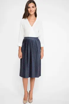 

DeFacto Woman Knitted Skirt Blue Black Polka Dot Pleated Skirts Women Fashion Long Skirts New Arrivals-J9582AZ18AU
