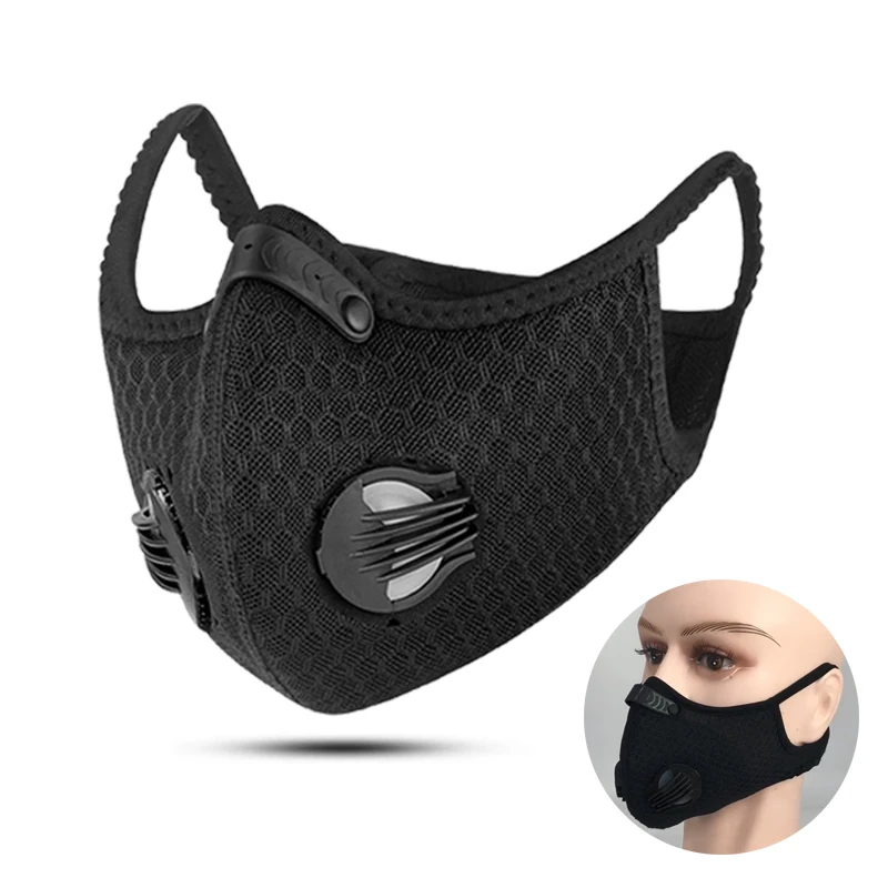 Cycling Face Mask Active Carbon With Filter Dust Breathing Valve Anti-Pollution Running Protective DropShipping7 | Спорт и
