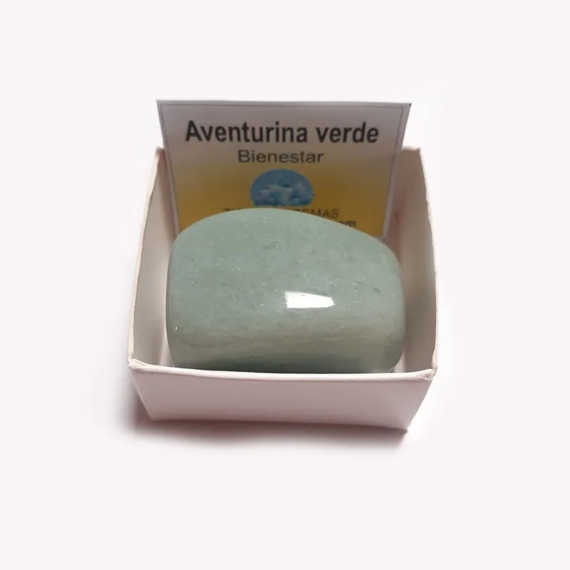 Aventurina Verde Piedra Natural Rodado 3-4 cm En caja de coleccion (bienestar)