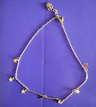 Collar con colgante de estrellas para mujer, gargantilla de metal modelo JN0377 con accesorios de estrellas de cinco puntas en color dorado, sencilla para regalo de fiesta