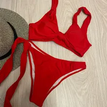 Female Swimsuit Bikini-Set Two-Pieces Women V2550 Mid-Waist Lady