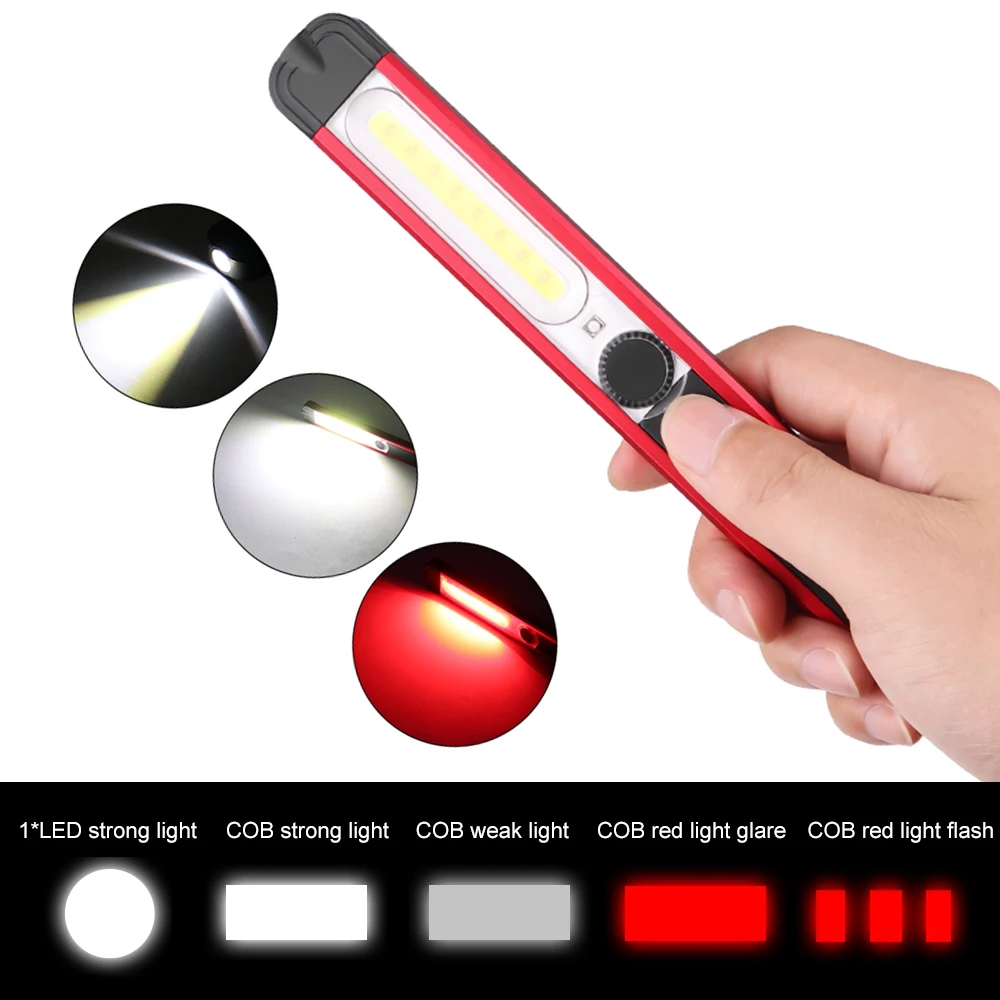 Protable Spotlight Working Light Multifunction Rechargeable COB LED Slim Work Light Lamp Flashlight Work light Outdoor COB Light