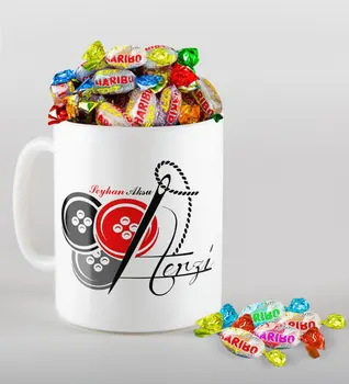 

Personalized Custom Tailor Mug and Haribo Candy Gift Seti-2