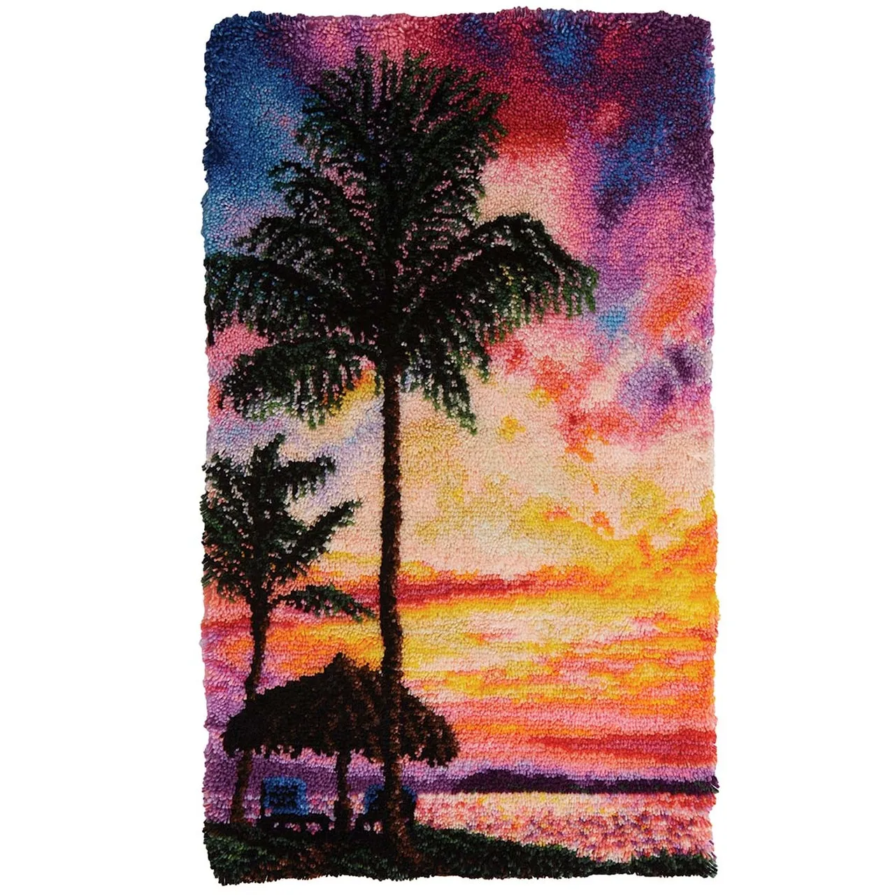 Latch Hook Rug Tropical Sunset Wall Tapestry Diy Carpet Rug Preprinted