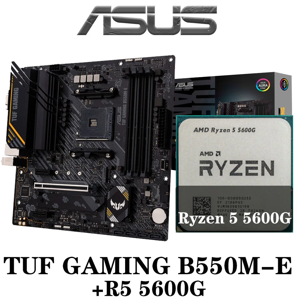 AM4 Asus New TUF GAMING B550M E Motherboard Set Combos + AMD Ryzen 5 5600G DDR4 128GB USB 3.2