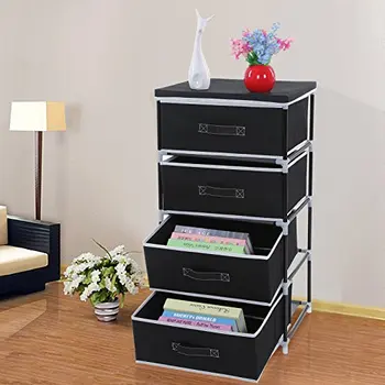 

Multipurpose storage cabinet wardrobe Column with 4 drawers 84,5x45x38 cm, black RLG14H