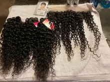 Encaje Frontal transparente con mechones, extensiones con ondas al agua, mechones con Frontal Miss Cara 100%, cabello humano Remy