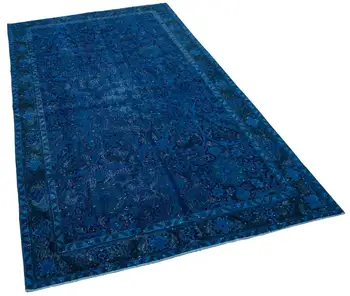

146x263 Cm Blue Handmade Over Dyed Rug-5x9 Ft