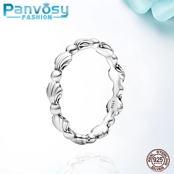 

2020 100% Real 925 Sterling Silver Round Finger Rings For Women Shiny Shell Unadorned Wedding Rings Dating Ring Jewelry Making