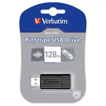 

Verbatim PinStripe 128GB USB flash drives USB 2.0 Type-A black