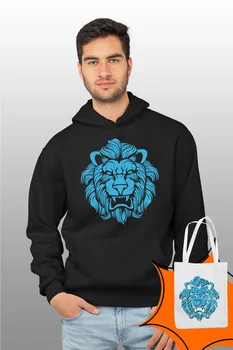 

Angemiel Wear Angry Lion Black Male Hooded Sweatshirt Bags Kombin