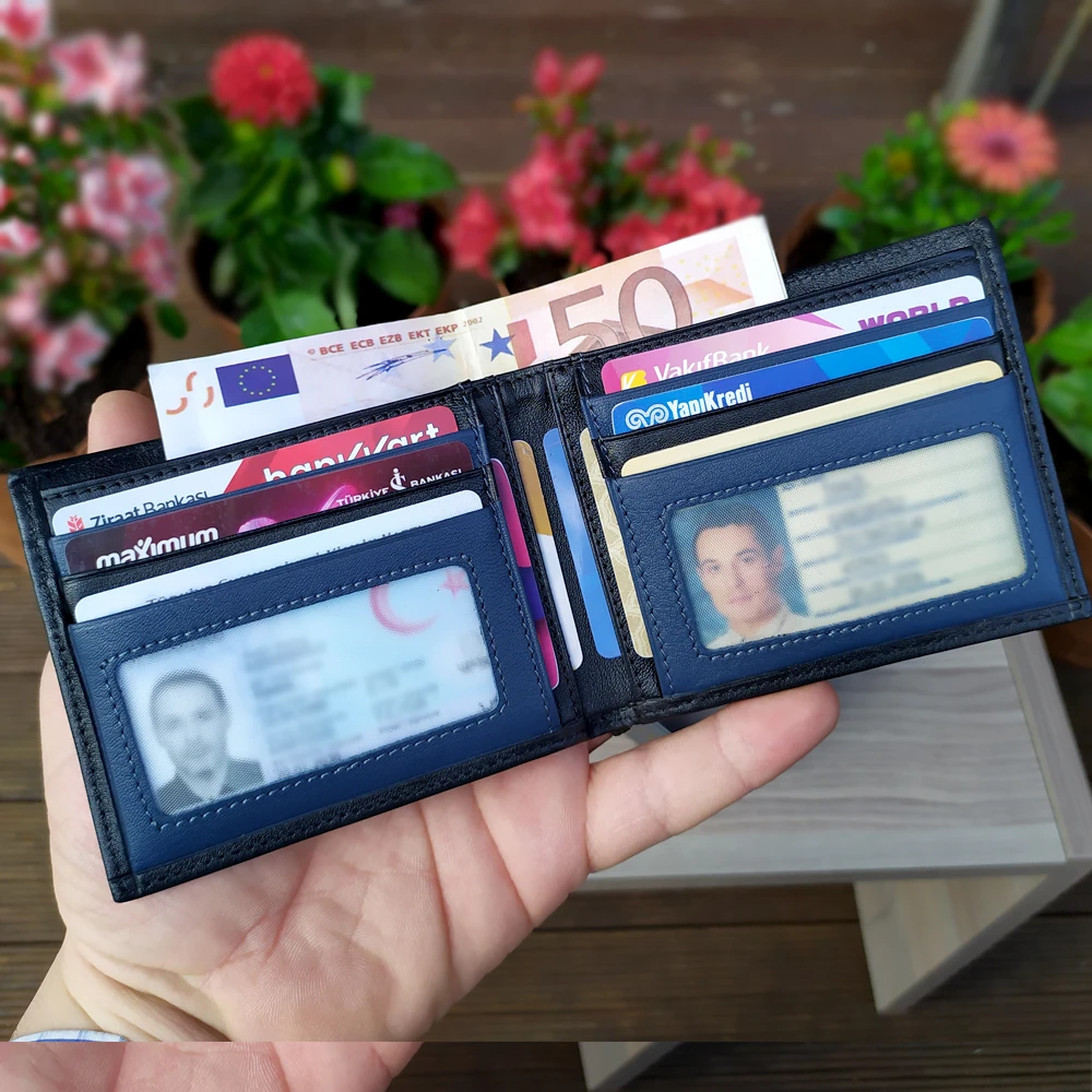 Portefeuille Homme Luxe Compagnon Veritable Porte Cartes En Cuir De Marque De Qualite 21 Modele D Affaires Pour Noir Bleu Aliexpress