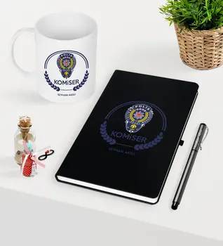 

Personalized Commissioner Themed Black Notebook Pen Mug Set-2