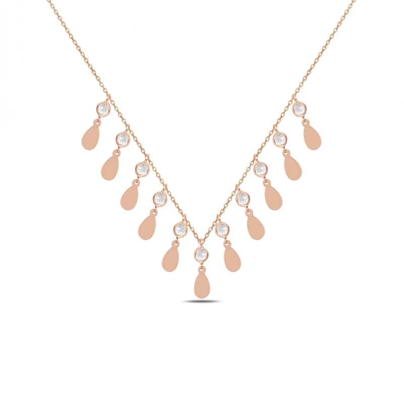 

Silver 925 Sterling Drop Zircon Cubic Zirconia Dangle Necklace