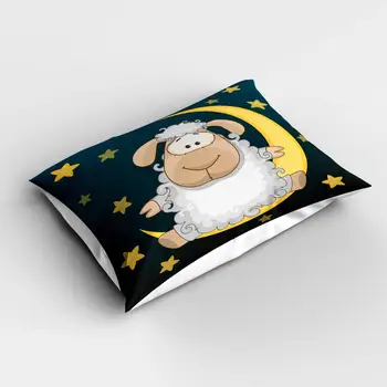

Else Dark Blue Sky Yellow Moon On Sheep Rectangle Modern Kids Pillowcases 3d Digital Print Pillow Covers Cases for Couch Bed