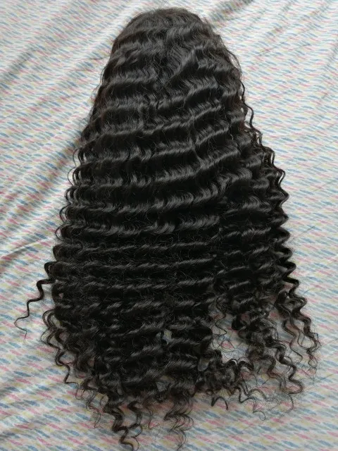 Deep Curly Brazilian Fake Scalp Full Lace Wig photo review