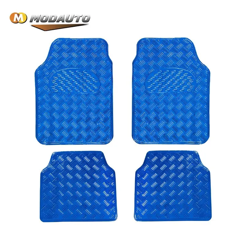 MODAUTO Europe S.L. Tapis de sol en caoutchouc de jeu de voiture universel,  tapis adaptable, accessoires de voiture 4 éléments noirs, bleus, argentés.  Anti-ALD imitation métal. Tapis découpés - AliExpress