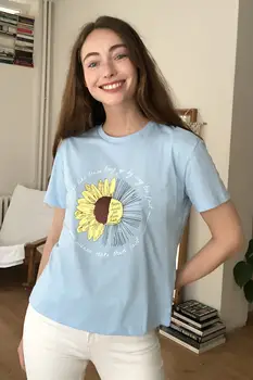 

Trendyol White Printed Basic Knitted T-shirt TWOSS19GS0135