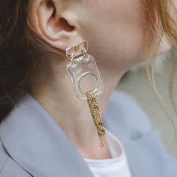 

Asymmetric plastic earrings MARIZA with chains SKU number 00243