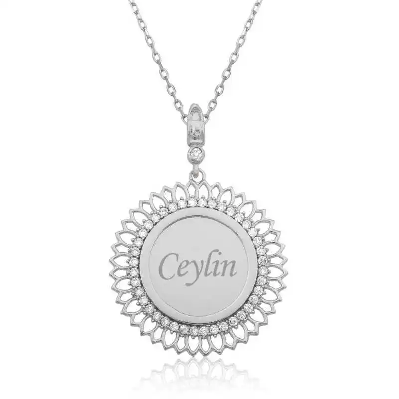KUTAYDAN 925 Sterling Silver Personalized Stone Plate Necklace