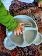 Vajilla de oso de dibujos animados para bebé, plato, cuchara, tenedor, para alimentación, entrenamiento, paja de trigo, anticalor