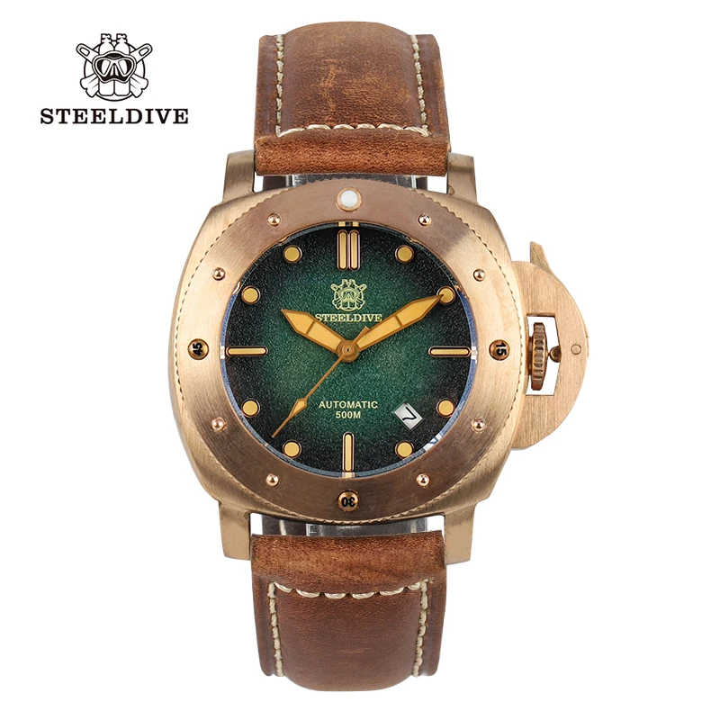 Steeldive Watch 1956S CUSN8 Solid Bronze Case 43MM NH35 Movement