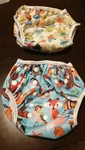 Asenappy-pañales de baño reutilizables para bebé, traje de baño de dibujos animados para niños, pantalones de natación ajustables para verano, 1 ud.