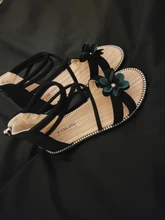 Sandalias romanas con flores para niñas zapatos de verano bonitos con perlas de color rosa y verde, Punta abierta, para la playa, con cremallera