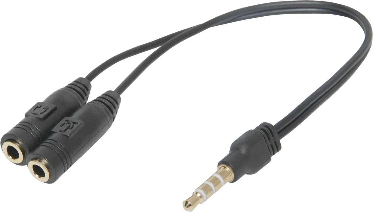 Defender for headset jack adapter 2*3.5 (microphone + earphone)-3.5 4 pin 0.15 m | Электроника