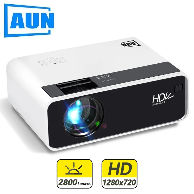 Мини проектор AUN D60 1280x720P поддержка Full HD 1080P для домашнего кинотеатра Android 10 0 Wi Fi ТВ