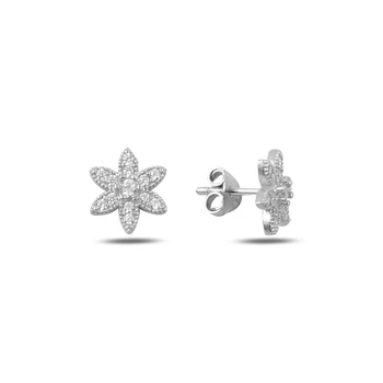 

KUTAYDAN Zircon Cubic Zirconia Flower Earrings 925 Sterling Silver