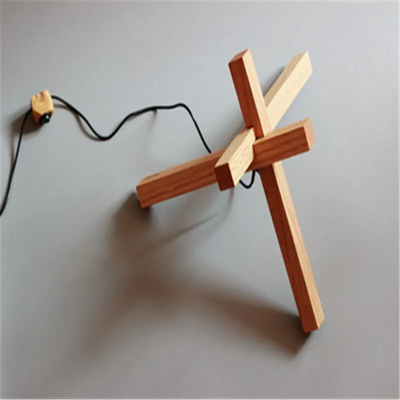 Japanese Style Wooden Bedroom Bedside Table Light Creative Art Cross Design Study Parlor Cafe Loft Lighting
