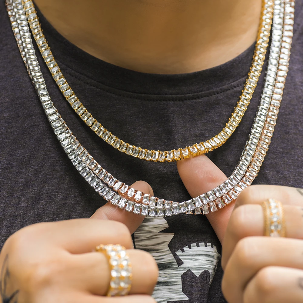 5mm Iced Out Aaa Zircon Baguette Tennis 