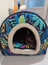 Cama para mascota cálida desmontable para invierno, caseta para dormir de perro, nido de gato suave para gatito y cachorro, cueva cómoda, diseño de lazo, lavado a mano