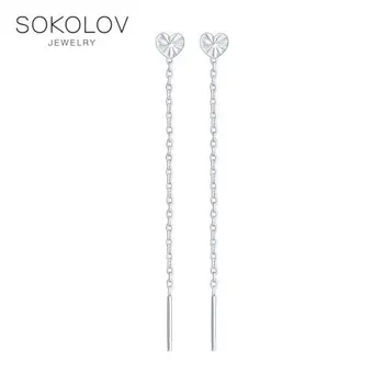 

Drop Earrings, chains of silver SOKOLOV, fashion jewelry, 925, women's male, long earrings