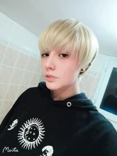 LUPU negro rubio corto pelucas de pelo sintético chico guapo Cosplay peluca Natural falsas pelo de alta temperatura de fibra