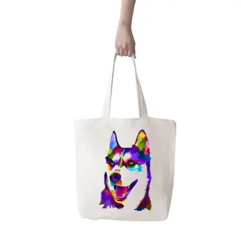 

Angemiel Bag Big Color Siberian wolf Picture Shopping Beach Tote Bag
